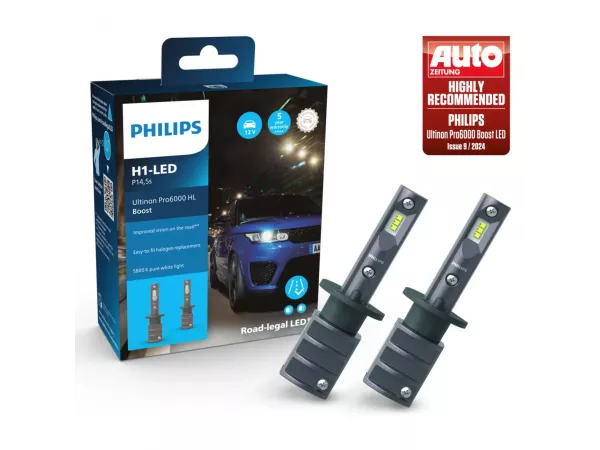 H1 12V 13W Ultinon Pro6000 Boost 5800K +300% mit Straßenzulassung 2St. Philips H1 12V 13W Ultinon Pro6000 Boost 5800K +300% mit Straßenzulassung 2St. Philips