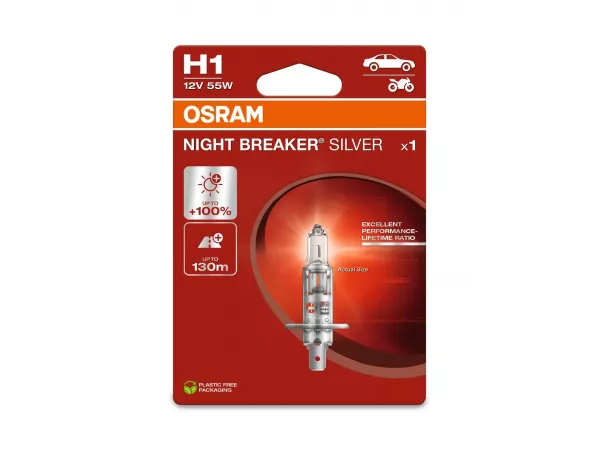 H1 12V 55W P14.5s NIGHT BREAKER® SILVER +100% 1 St. OSRAM H1 12V 55W P14.5s NIGHT BREAKER® SILVER +100% 1 St. OSRAM