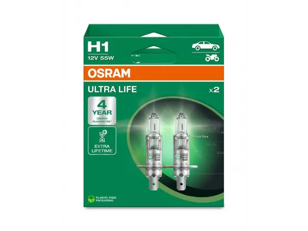 H1 12V 55W P14.5s ULTRA LIFE 4 Jahre Garantie 2St. OSRAM H1 12V 55W P14.5s ULTRA LIFE 4 Jahre Garantie 2St. OSRAM