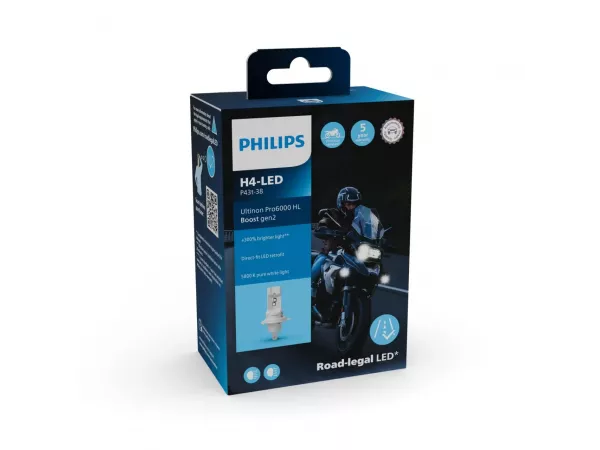 H4 12V 18W Ultinon Pro6000 Boost Gen2 +300% Moto 1St. Philips H4 12V 18W Ultinon Pro6000 Boost Gen2 +300% Moto 1St. Philips