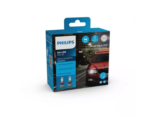 H4 12V 18W Ultinon Pro6000 LED 5800K mit Straßenzulassung Standard 2St. Philips H4 12V 18W Ultinon Pro6000 LED 5800K mit Straßenzulassung Standard 2St. Philips