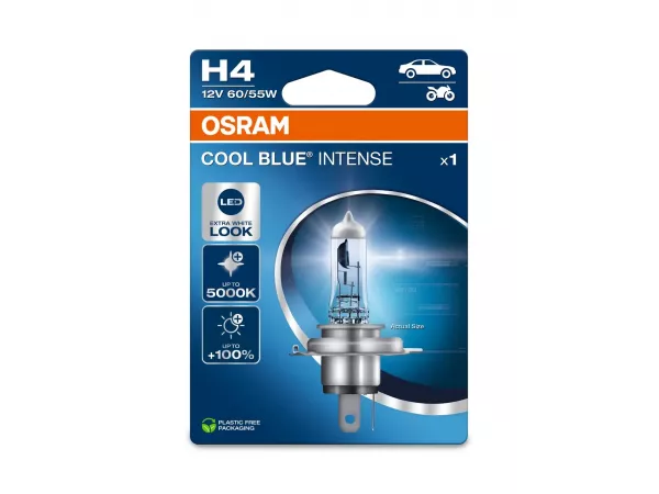 H4 12V 60/55W P43t Cool Blue INTENSE NextGen. 5000K +100% 1st. OSRAM H4 12V 60/55W P43t Cool Blue INTENSE NextGen. 5000K +100% 1st. OSRAM