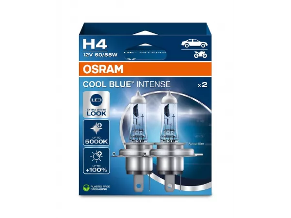 H4 12V 60/55W P43t Cool Blue INTENSE NextGen. 5000K +100% Duo 2st. OSRAM H4 12V 60/55W P43t Cool Blue INTENSE NextGen. 5000K +100% Duo 2st. OSRAM