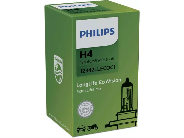 H4 12V 60/55W P43t LongLife EcoVision 1 St. Philips H4 12V 60/55W P43t LongLife EcoVision 1 St. Philips