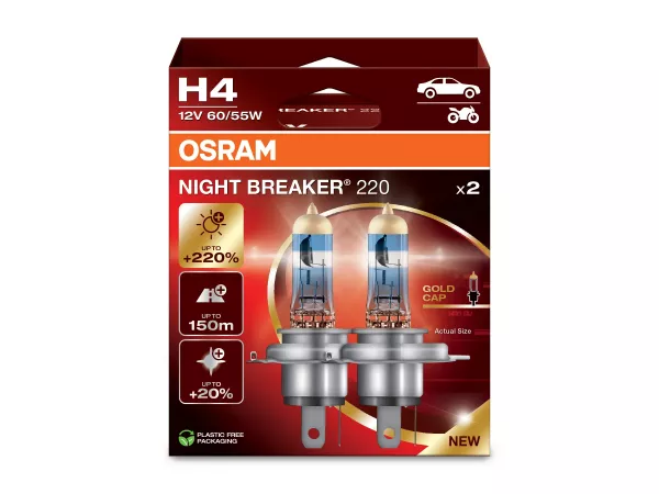 H4 12V 60/55W P43t NIGHT BREAKER® 220 +220% 2 St. OSRAM H4 12V 60/55W P43t NIGHT BREAKER® 220 +220% 2 St. OSRAM