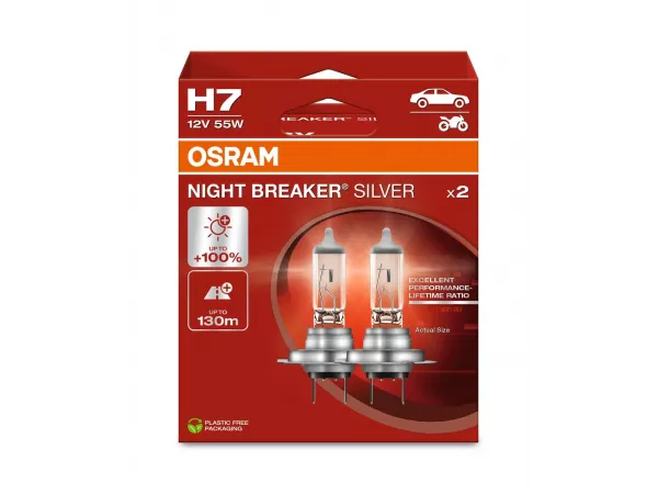 H7 12V 55W PX26d NIGHT BREAKER® SILVER +100% 2 St. OSRAM H7 12V 55W PX26d NIGHT BREAKER® SILVER +100% 2 St. OSRAM